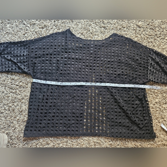 Clara Sun Woo black Net eyelet open back short-sleeve minimalist top size M - Picture 5 of 9